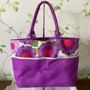 Clinque Vintage Flower Power Purple Tote Bag